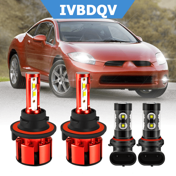 For Mitsubishi Eclipse 2009-2012 LED Headlights Combo H13 High/Low Beam   9145 Fog Light Bulb Kits 4Pcs 6000K White
