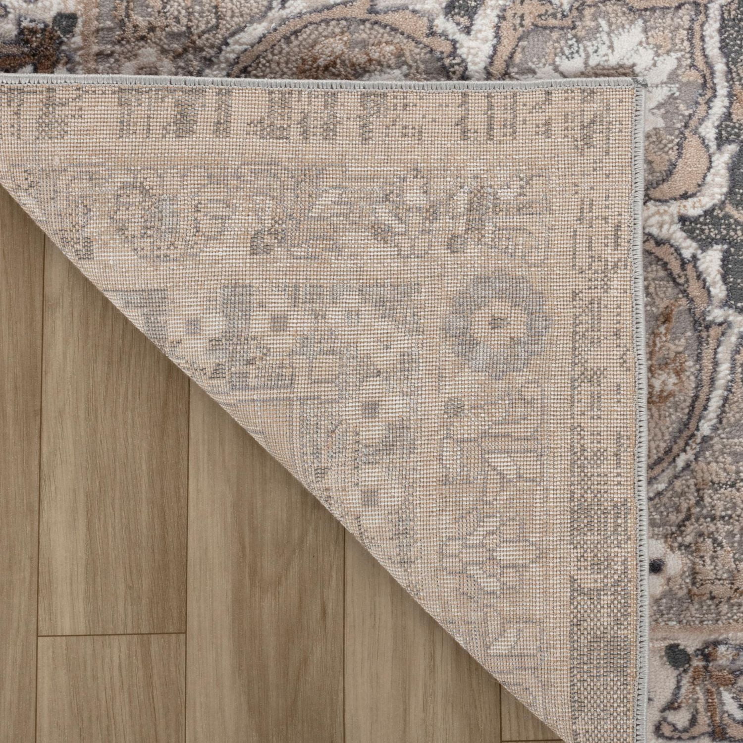 Tapis d'interieur classique Atlas Rug Branch, gris beige, oriental - Salon, chambre, salle a manger et cuisine