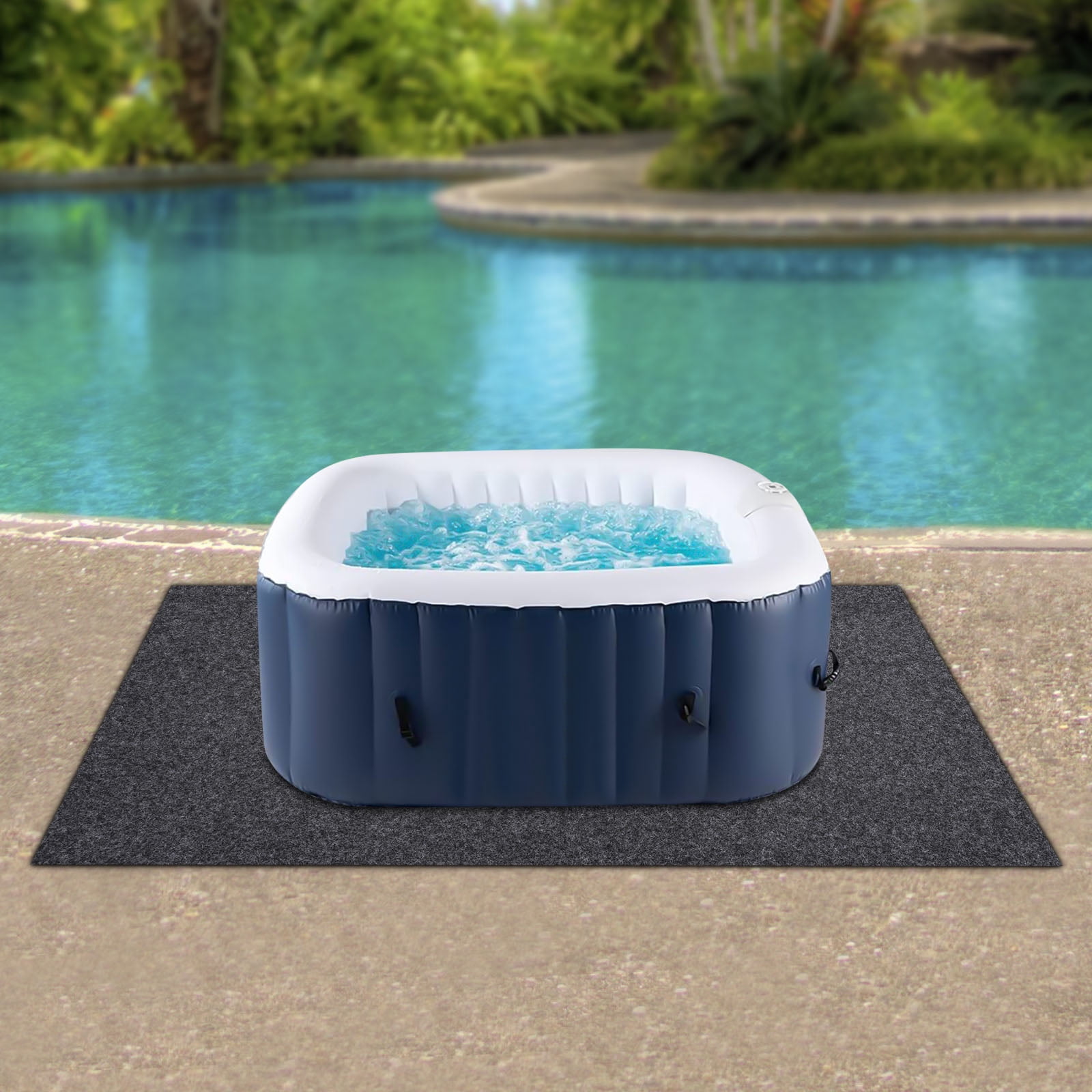 ChicHomey ​​Hot Tub Mat 74 * 72 Inches,Felt & PVC Waterproof Anti-Slip,Waterproof Home Equipment Mat for Protect The Outdoor Hot Tub Pool from Wear