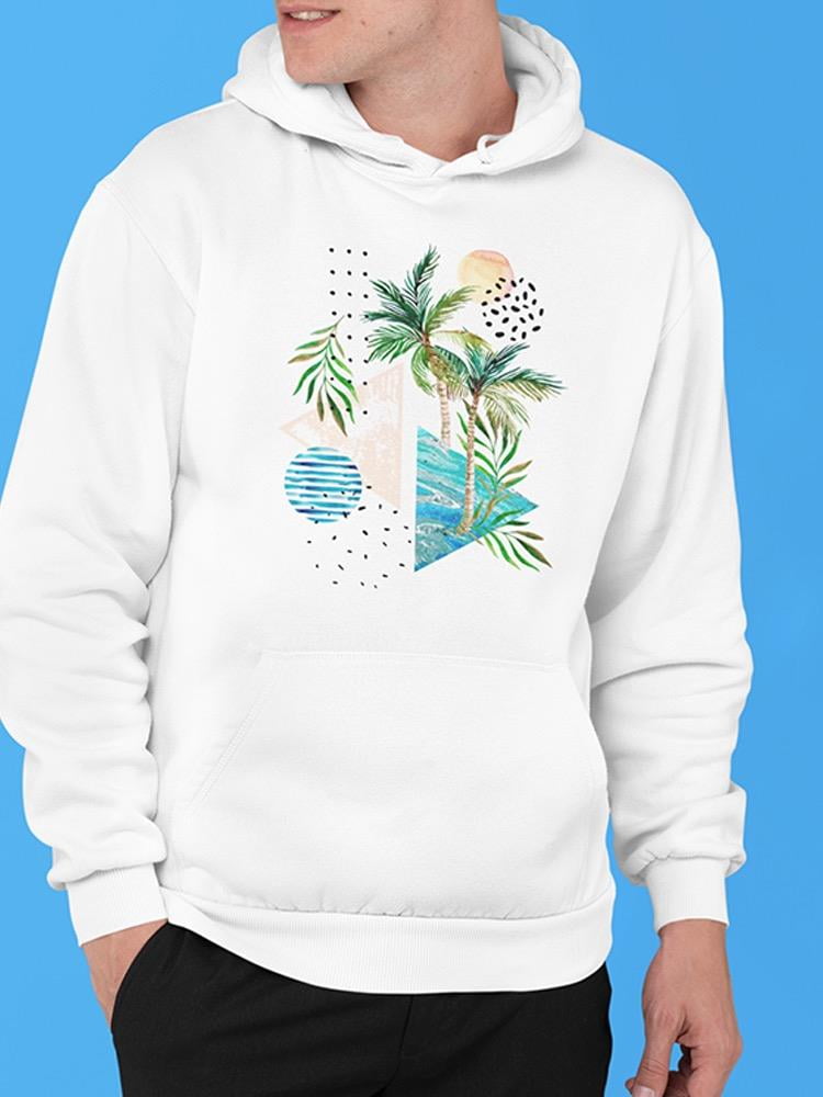NEW Men Cali Sweater Paradise Palm Tree Hooded Long Sleeve Fleece Shirt CA Palma 