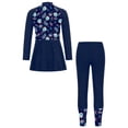 thumbnail image 2 of zdhoor Kids Girls Floral 2 Pieces Modest Swimsuit Full Cover Hijab Burkini Swimdress with Leggings Navy Blue 12, 2 of 6