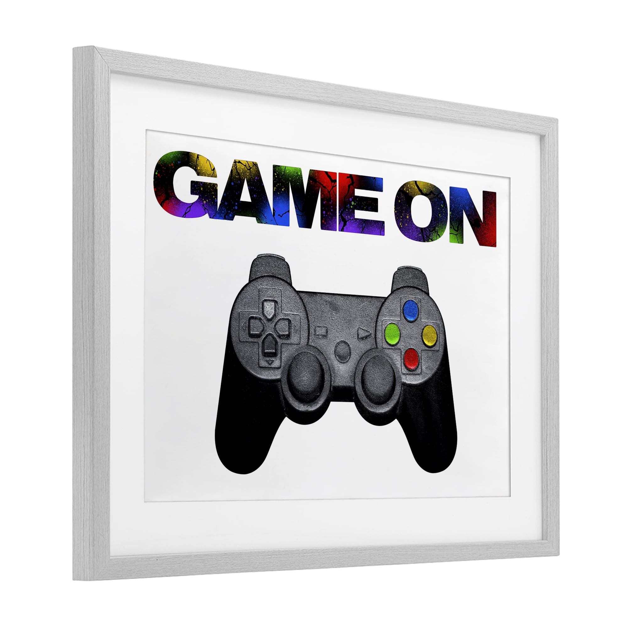 Stupell Industries Controller Game On Splatter Gray Framed Print Under Glass, design by Marcus Prime
