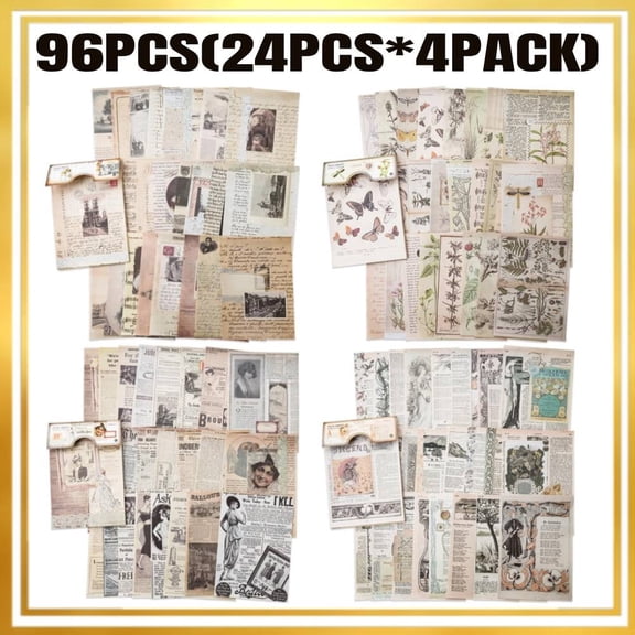 96 Sheets 6.7×4.7Inch Scrapbooking Card Stock Decorative Scrapbook Paper Pad,Single-Side Printing Decoupage for DIY Jourmaling Planner Photo Album Craft Supplies