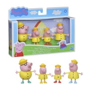 Peppa Pig Peppa’s Adventures Peppa’s Family Rainy Day Dolls 4-Pack in Raincoats, Ages 3 and Up