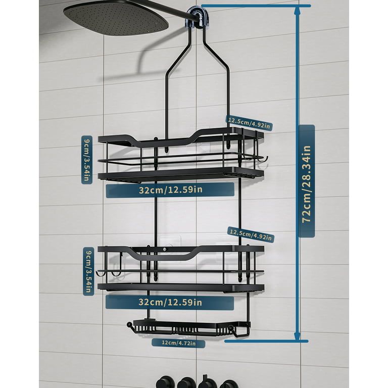 HapiRm Shower Caddy over Shower Head, Rustproof & Waterproof Hanging Shower  Caddy with Soap Holder & 4 Hooks, No Drilling Hanging Shower Organizer for  Bathroom
