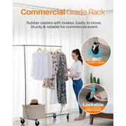 HOKEEPER 300 lbs Heavy Duty Clothing Garment Rack Commercial Rolling Clothes Rack on Wheels Adjustable Collapsible, Chrome Finish