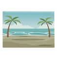 thumbnail image 1 of Graphic Beach Cutting Board, Cartoon Seascape with Ocean and Palm Trees Summer Leisure Image, Decorative Tempered Glass Cutting and Serving Board, in 3 Sizes, by Ambesonne, 1 of 2