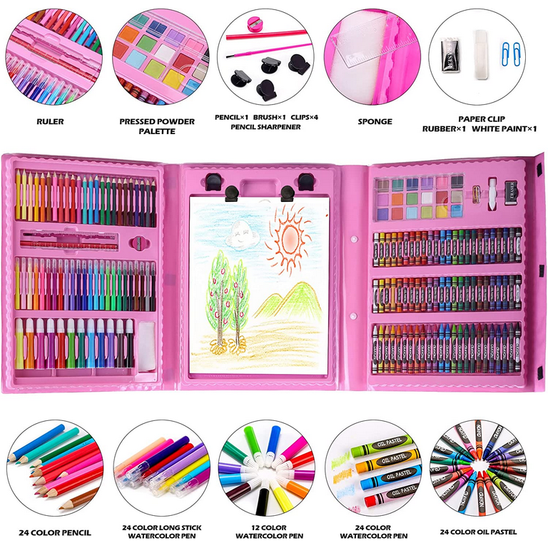 Art Supplies, 241 PCS Drawing Art Kit for Kids Boys Girls, Deluxe Art and  Craft Set with Double Sided Trifold Easel, Markers, Oil Pastels, Crayons