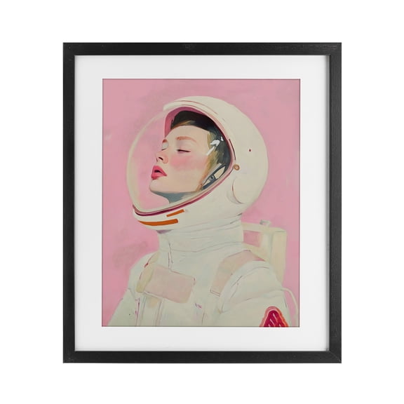 Stupell Industries Contemporary Pink Astronaut Girl Black Framed Print Under Glass, 13 x 16, by The Prints Vibe