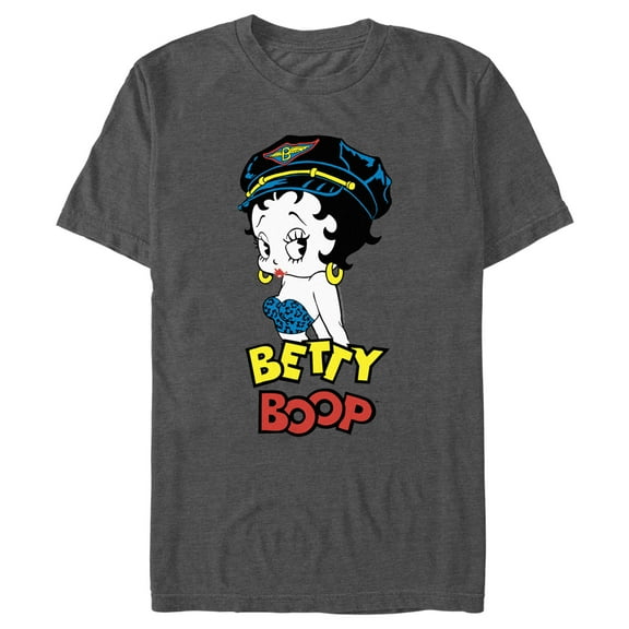 Men's Betty Boop Leopard Top Betty Graphic Tee Charcoal Heather X Large