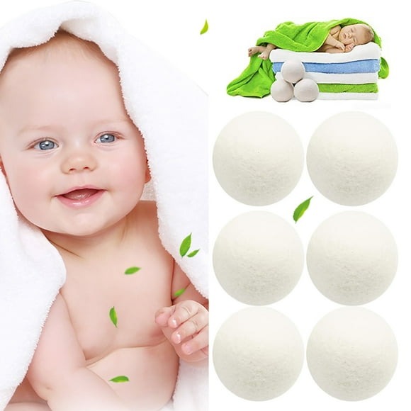 Fiudx Bolas de Lana Reutilizables para Secadora, Suavizante de Fibra Natural, Lana Importada de Nueva Zelanda, Antiarrugas, Potencia El Secado de La Ropa, Ropa Ecológica, 7 Cm, Paquete de 6