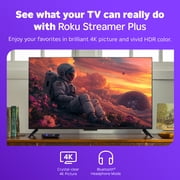 Roku Streamer Plus - 4K & HDR Roku Streaming Device for TV with Voice Remote - Free & Live TV