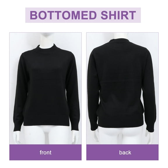SEWACC 1Pc Women Base Shirt Black Wool Blend for Breathable and Warmth Retention in Cold Weather
