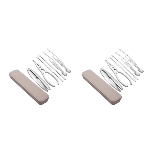 Ounissouiy Juego de herramientas para mariscos fácil de usar con acero inoxidable para preparar mariscos sin esfuerzo Juegos de herramientas para Juego de lujo de 6 piezas. 2Conjunto