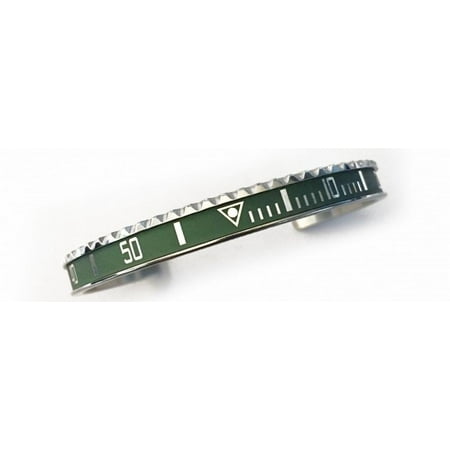 - Silver Steel Vintage Matt Green & Silver Bangle Bracelet
