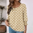 thumbnail image 4 of Lenpel T-Shirts pour Femmes Manches 3/4 à Volants Col Rond Boutons Imprimés Tunique Décontractée Ample Blouses Graphiques (Kaki, Moyen), 4 of 7