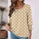 thumbnail image 4 of mfyjkho Tops De Moda Para Mujer, Camiseta De Moda Para Mujer, Con Estampado De Rayas Y Botones, Manga Tres Cuartos, Cuello Redondo Tops Y Blusas Para Mujer L, 4 of 7