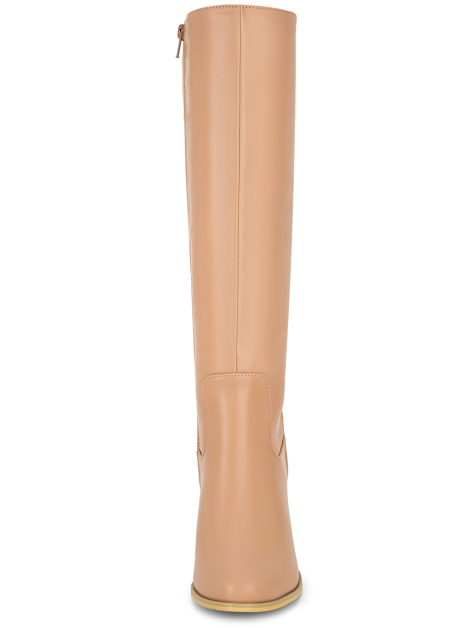 DARING DIVA Women's Round Toe Block Heeled Knee High Boots Nude 7.5