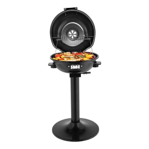 Electric BBQ Grill with Stand - 1600W Portable Indoor/Outdoor Grill, Double Layer, Adjustable Temp Control, Black
