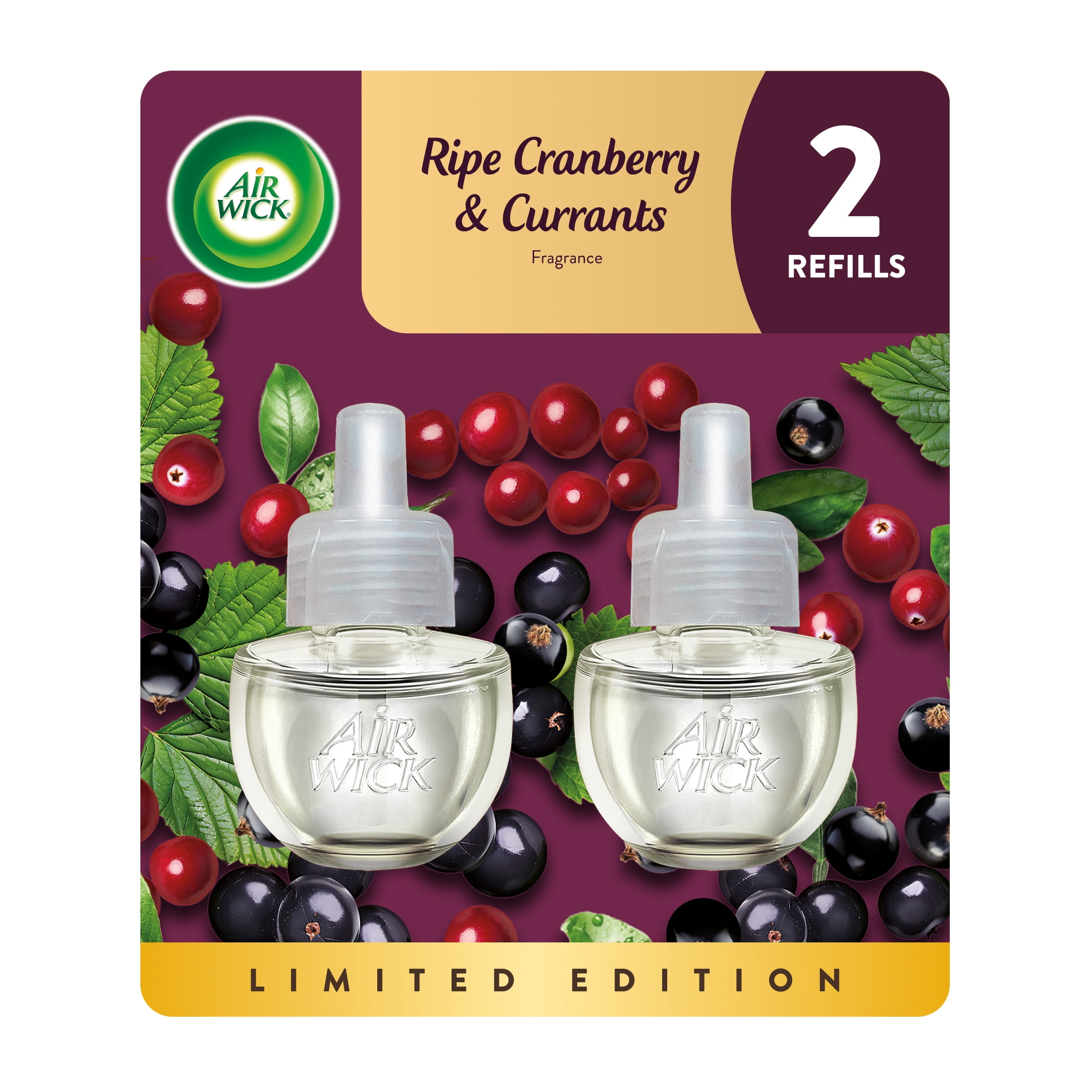 (6 pack) Air Wick Plug-In Scented Oil Air Freshener Warmer Refills, Ripe Cranberry and Currants, 2 Count