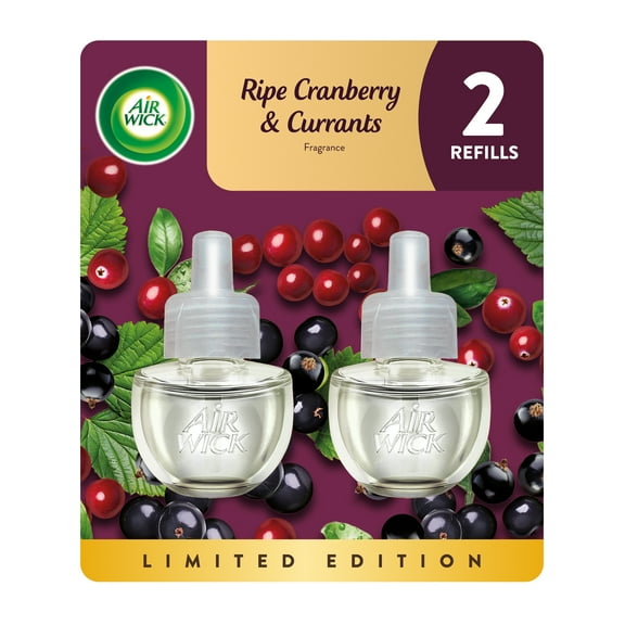 Air Wick Plug-In Scented Oil Air Freshener Warmer Refills, Ripe Cranberry and Currants, 2 Count