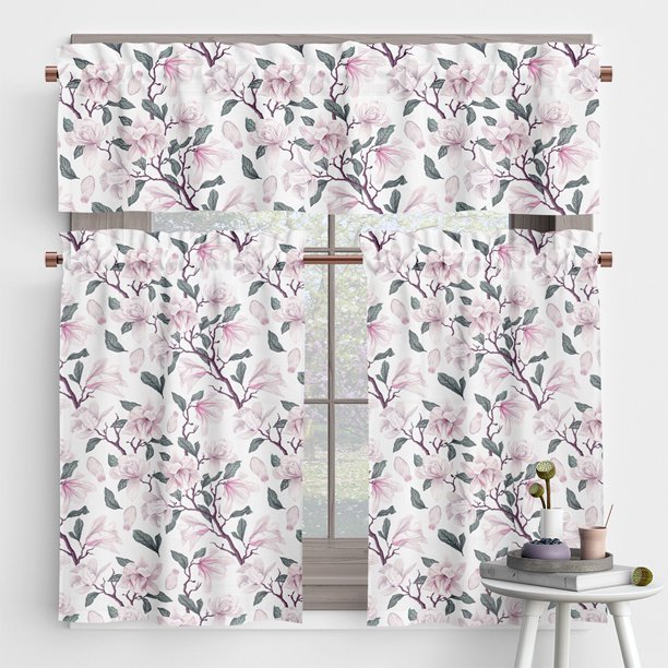 Yipa Rustic Valance Set Panel 1/2/3Pcs Bedroom Pencil Pleat Curtain