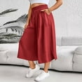 thumbnail image 7 of Besolor Wide Leg Capri Pants for Women Drawstring Elastic High Waisted Pant Casual Loose Loungewear Capris Trousers with Pockets, 7 of 7