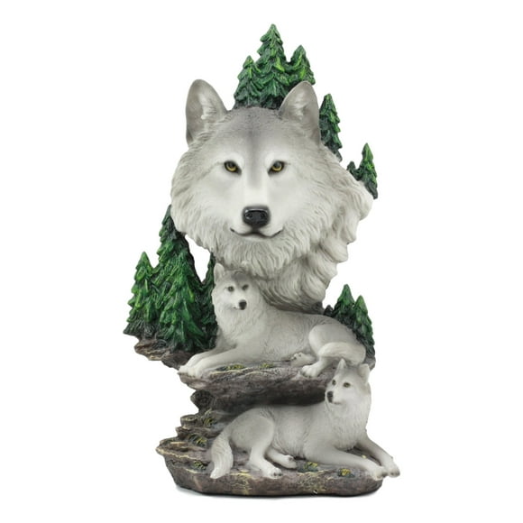 Gifts Decors Ebros Mountain Scenery Gray Wolf Family Statue Timber Wolf Pack On Rocks 13" H Figurine