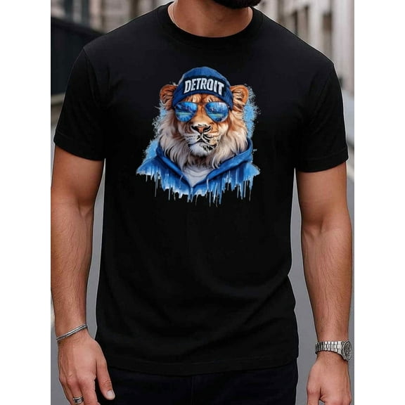 Detroit Lion men's 180G 100% Cotton black Vintage Unisex Shirt Crewneck tshirts Original Unisex Shirt Short Sleeve tshirts Original Unisex Shirt Cotton tshirts Funny Unisex Shirt Cotton tshirts