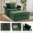 thumbnail image 5 of 53.8" D Oversized Chair and Ottoman Set, Modern Chenille Fabric with Storage, USB Ports & Cup Holders, Green, 5 of 7