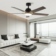 Bright Corners 52 inch Downrod 5 Blades LED Lights Ceiling Fans with Remote Control for Bedroom