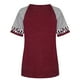 thumbnail image 1 of Guardurnaity Top de mujer con cuello y manga corta a rayas con estampado de leopardo Prendas para la parte del cuerpo Vino rojo S, 1 of 6