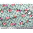 thumbnail image 3 of Soimoi Green Rayon Fabric Check & Floral Fabric Prints By Yard 42 Inch Wide, 3 of 3