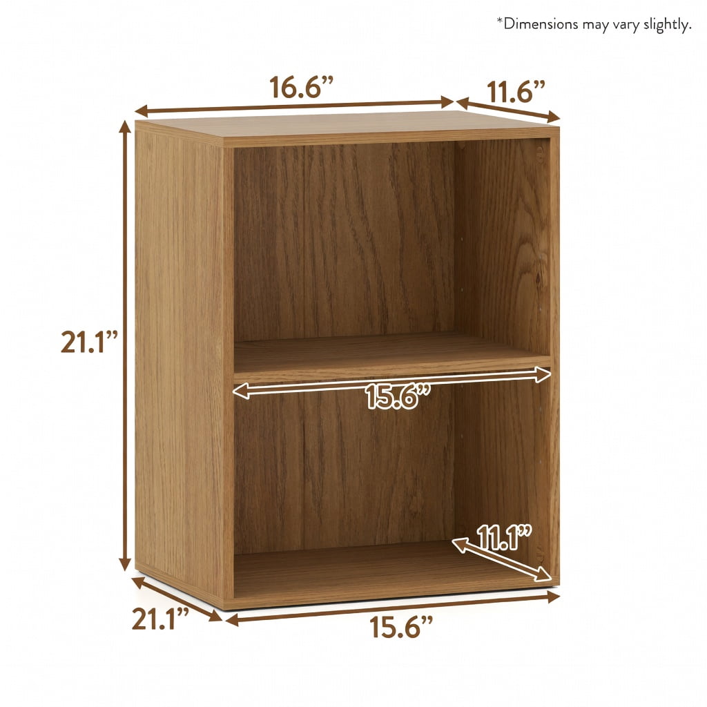 Topcobe 2-Cube Bookcase Floor Standing Open Bookshelf with 5-Position Adjustable Shelf, Corner Bookshelf, Storage Shelf, Book Organizer-Natural
