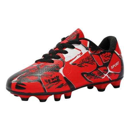 

Kid Shoes Couple Outdoor Non-Slip Soccer Shoes Low-Top Training Football Shoes Boys Sneakers Red 43