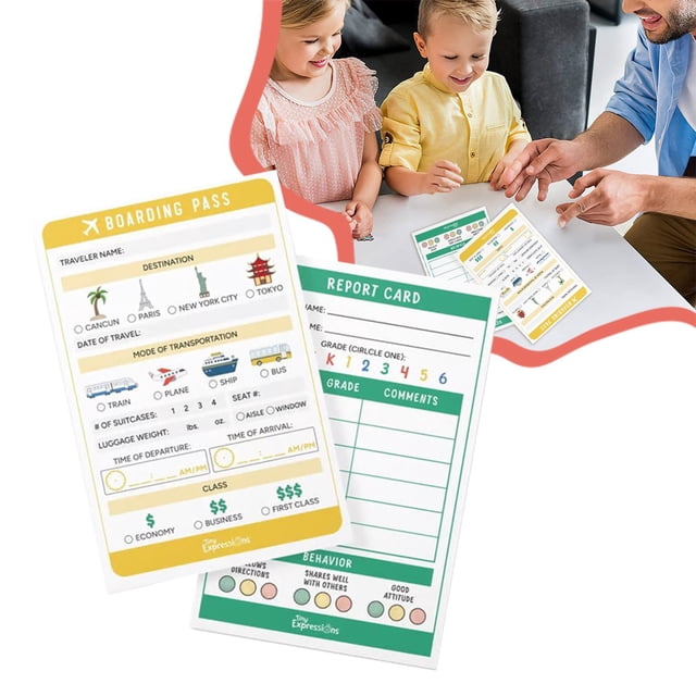 FENGGHAO Kids Imaginative Play Notepads Boarding Pass Report Card Roleplay Game Pretend Fun Learning Toys
