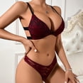 thumbnail image 5 of Gibobby Lenceria mujer sexy Conjunto de lencería sexy de encaje suave para mujer, ropa interior transparente con aros de encaje floral(Vino, 70), 5 of 5