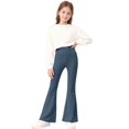 thumbnail image 5 of BXJX Girls Leggings, Stretchable High Waist Workout Full Length Flare Pants for Kids Navy Size 8-9 T, 5 of 9