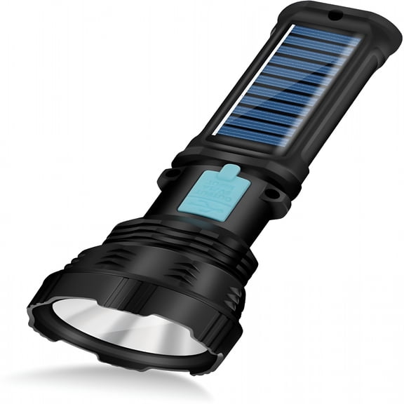 HIBIBUD Led Solar Flashlight,1500 Lumens Led Solar Handheld Rechargeable Flashlights with IP65 Waterproof,2000mAh Battery for Survival Emergencies Camping (1 Pack)