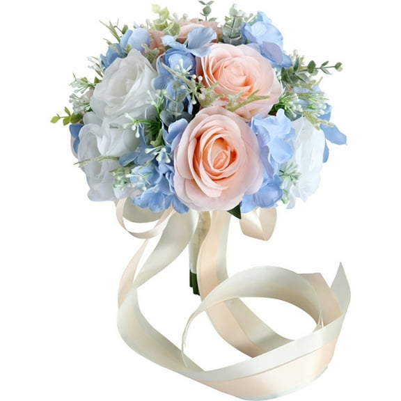 ZPAQI Wedding Artificial Blue Pink Flower Bouquet Bridal Bouquet Wedding Party