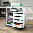 thumbnail image 2 of TC-HOMENY Mobile Craft Storage Utility Cart Compatible w/ Cricut Machines, Multifunctional Craft Organizer Container w/ Large Space, Rolling Modern Furniture w/ Wheels, White, 2 of 8