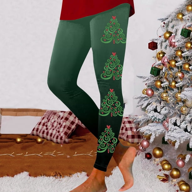 WILLBEST Leggings con Estampado de Árbol de Navidad para Mujer, Pantalones de Yoga Festivos, Ajustados, Ropa Deportiva, Mallas Cómodas para Entrenar Chica