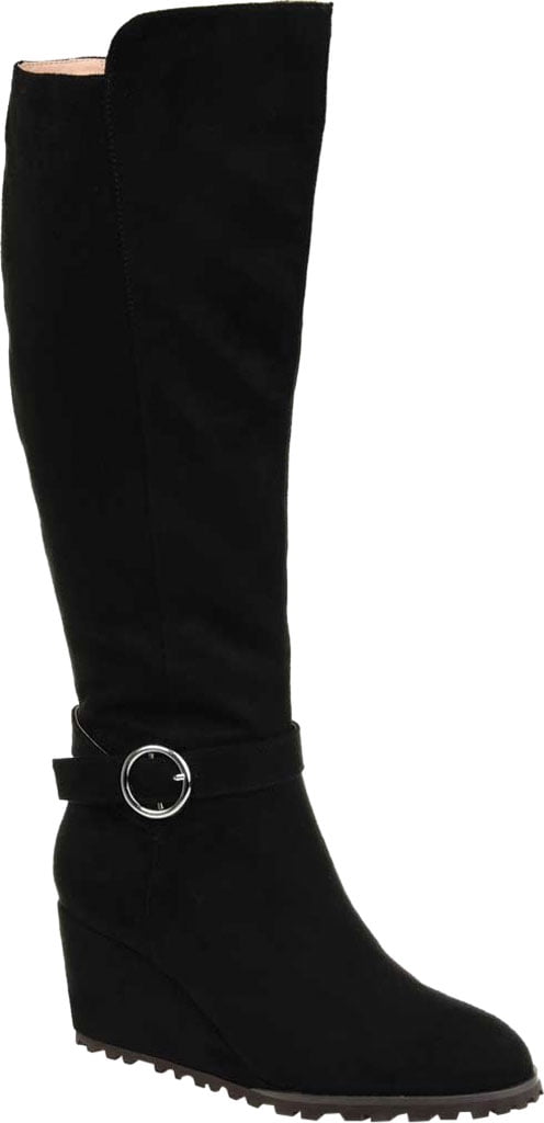 black suede wedge boots wide calf