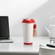 thumbnail image 5 of Taza de café aislada de acero inoxidable 500ml | Termo al vacío 304 con pajita, tapa impermeable, correa de nailon | Bebidas calientes y frías, vaso portátil de viaje, blanco/negro/rojo, duradero, 5 of 6