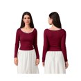 thumbnail image 2 of Gupgi Women Long Sleeve Crop Top Lace Trim Top Spring Slim Fit Basic Tops, 2 of 8
