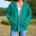 thumbnail image 5 of Duoif Womens Zip up Hoodies, Oversized Round Neck Sweatshirt - Women's Fall Winter Top Sweatshirt for Women Mint Green M, 5 of 9