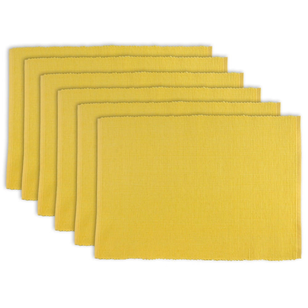 DII Ribbed Kitchen Placemat Set, Set of 6, 19"x13", 100 Cotton