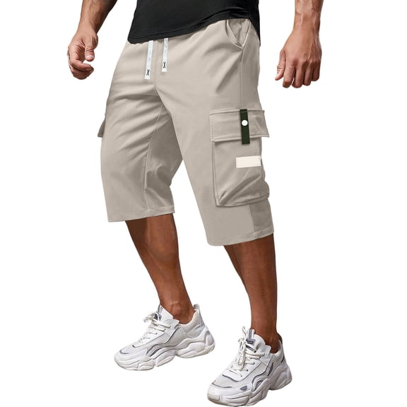 EYNMVR Men’s Casual Sweat Cargo Cotton Shorts Drawstring Elastic Waist Short Athletic Workout Gym Jogger Shorts with Pockets