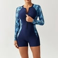 thumbnail image 6 of Sakmal Rash Guards One Piece Swimsuits Women Modest Athletic Long Sleeve Bathing Suit Crew Neck Blue Holiday Ladies Swimwear L, 6 of 8