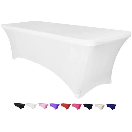 6 Ft Rectangular Stretch Tablecloth Spandex Linen Tight Fit Table Cover For Dj Tradeshows Vendors Weddings Jewelry Parties Professional Presentations Kiosks Etc White Canada 6 Ft Rectangular Stretch Tablecloth, 6ft Stretch Tablecloth